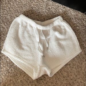 White furry shorts